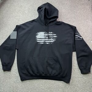 Grunt Style Hoodie Men's Black 2XL 1776 Flag Pullover Hoodie‎ XXL